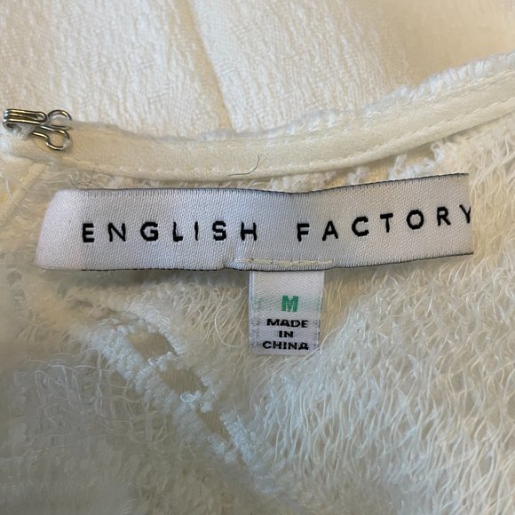 ENGLISH FACTORY WHITE LACE SLEEVELESS A LINE MINI DRESS MEDIUM - Picture 12 of 13